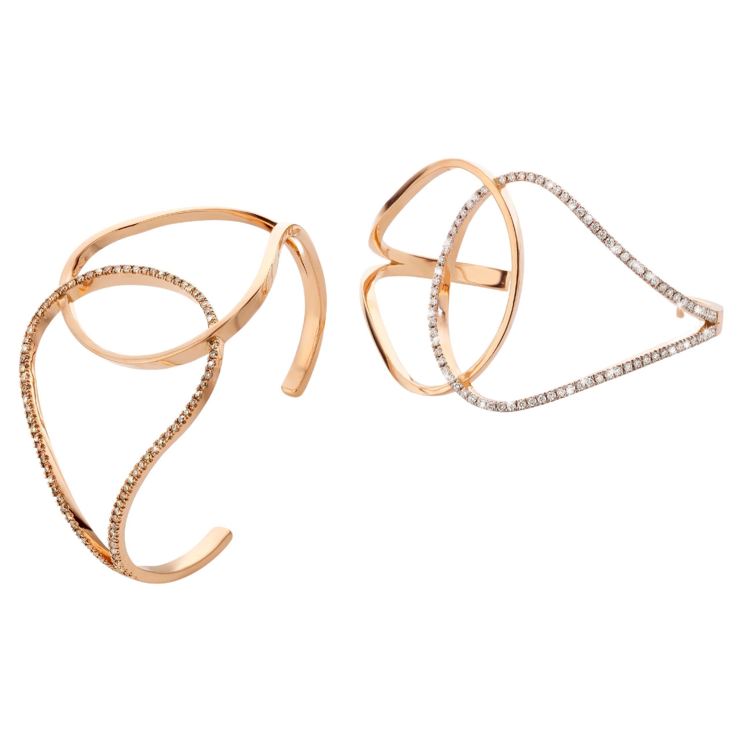 Bracelet moderne en or rose 18 carats avec diamants en vente