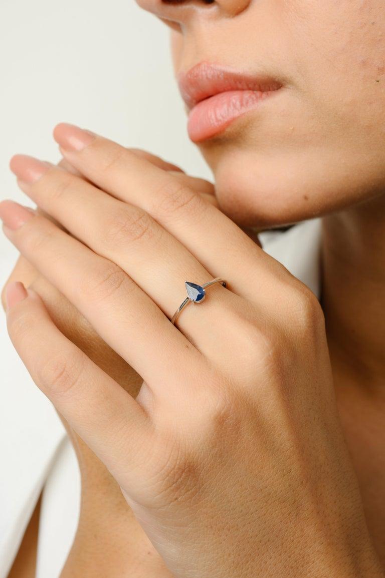 Im Angebot: Moderne 18k massivem Weißgold natürlichen blauen Saphir Anhänger und Ring-Schmuck-Set () 10