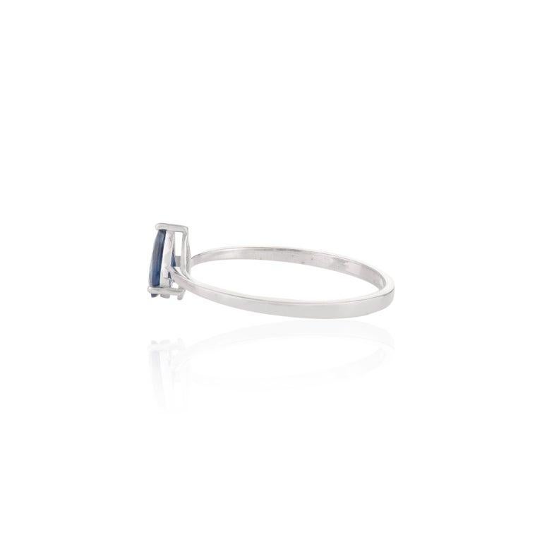 Im Angebot: Moderne 18k massivem Weißgold natürlichen blauen Saphir Anhänger und Ring-Schmuck-Set () 11