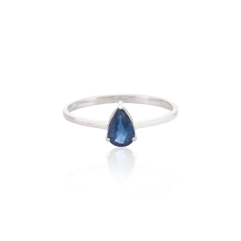 Im Angebot: Moderne 18k massivem Weißgold natürlichen blauen Saphir Anhänger und Ring-Schmuck-Set () 12