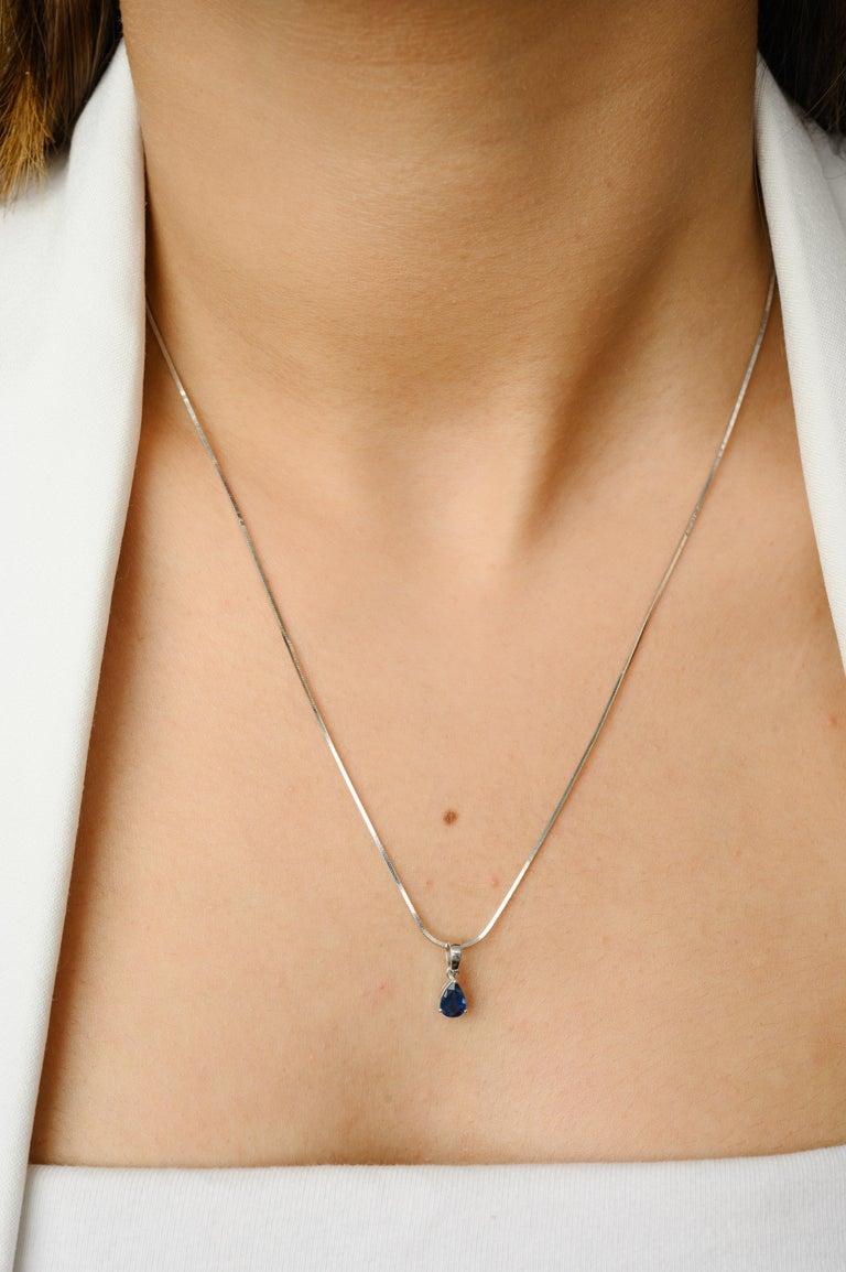 Im Angebot: Moderne 18k massivem Weißgold natürlichen blauen Saphir Anhänger und Ring-Schmuck-Set () 4
