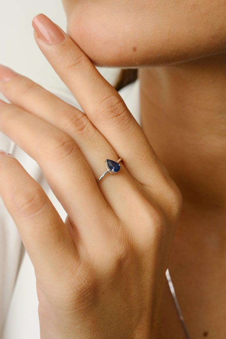 Im Angebot: Moderne 18k massivem Weißgold natürlichen blauen Saphir Anhänger und Ring-Schmuck-Set () 7