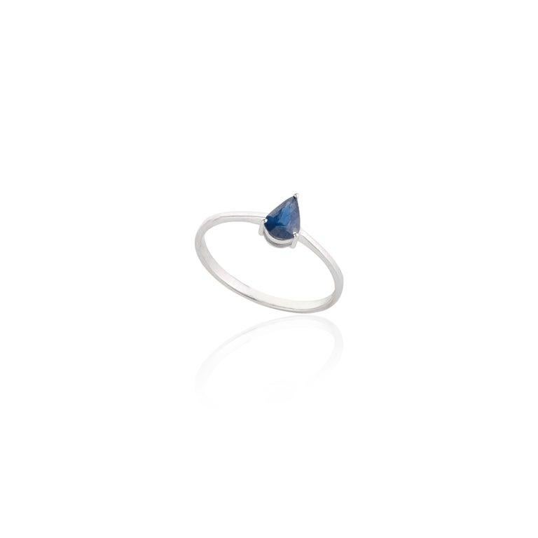 Im Angebot: Moderne 18k massivem Weißgold natürlichen blauen Saphir Anhänger und Ring-Schmuck-Set () 8