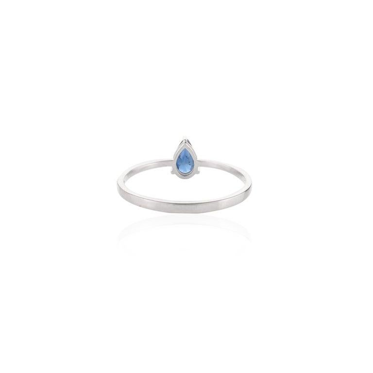 Im Angebot: Moderne 18k massivem Weißgold natürlichen blauen Saphir Anhänger und Ring-Schmuck-Set () 9