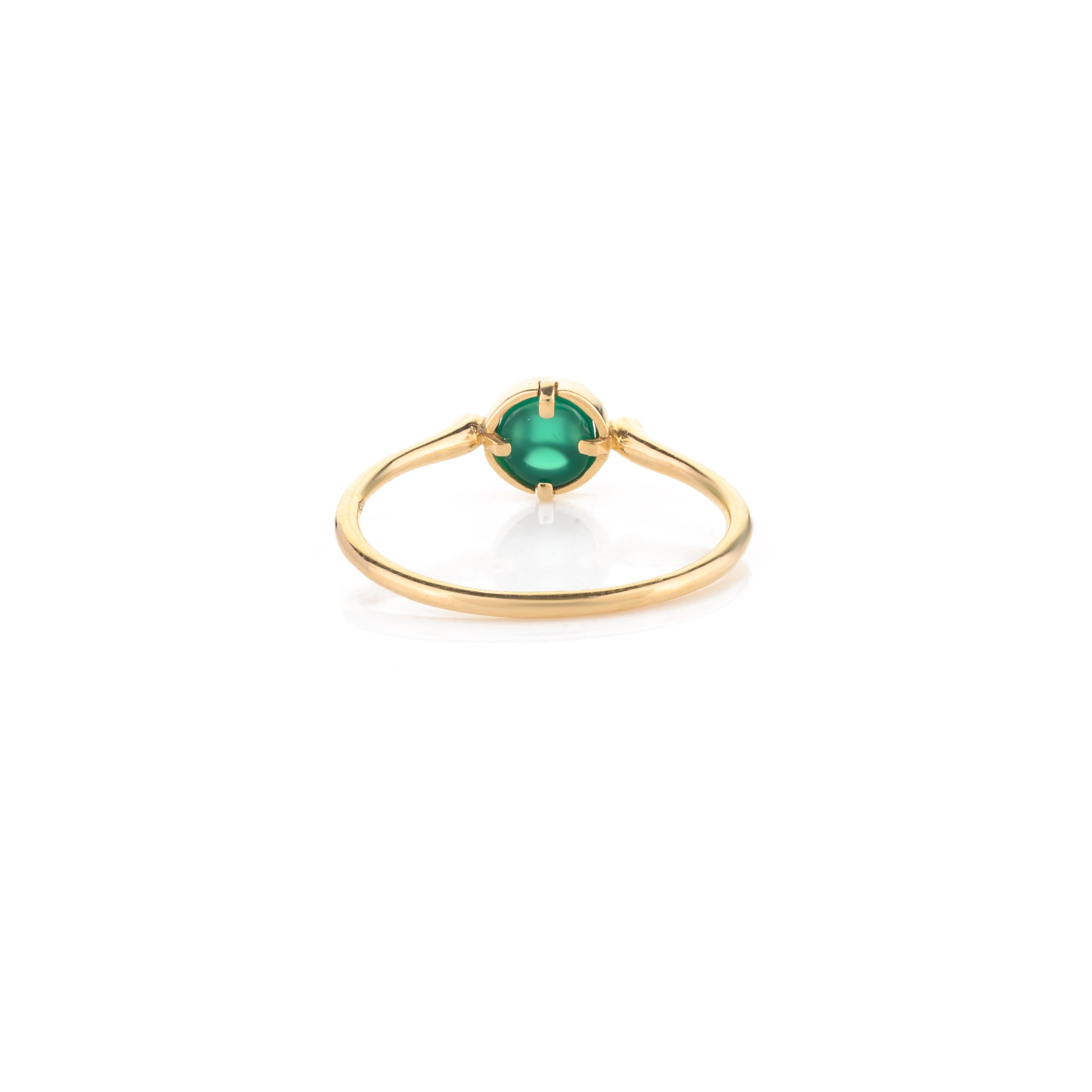 For Sale:  Modern 18k Solid Yellow Gold Green Onyx Minimalist Everyday Ring for Her 5