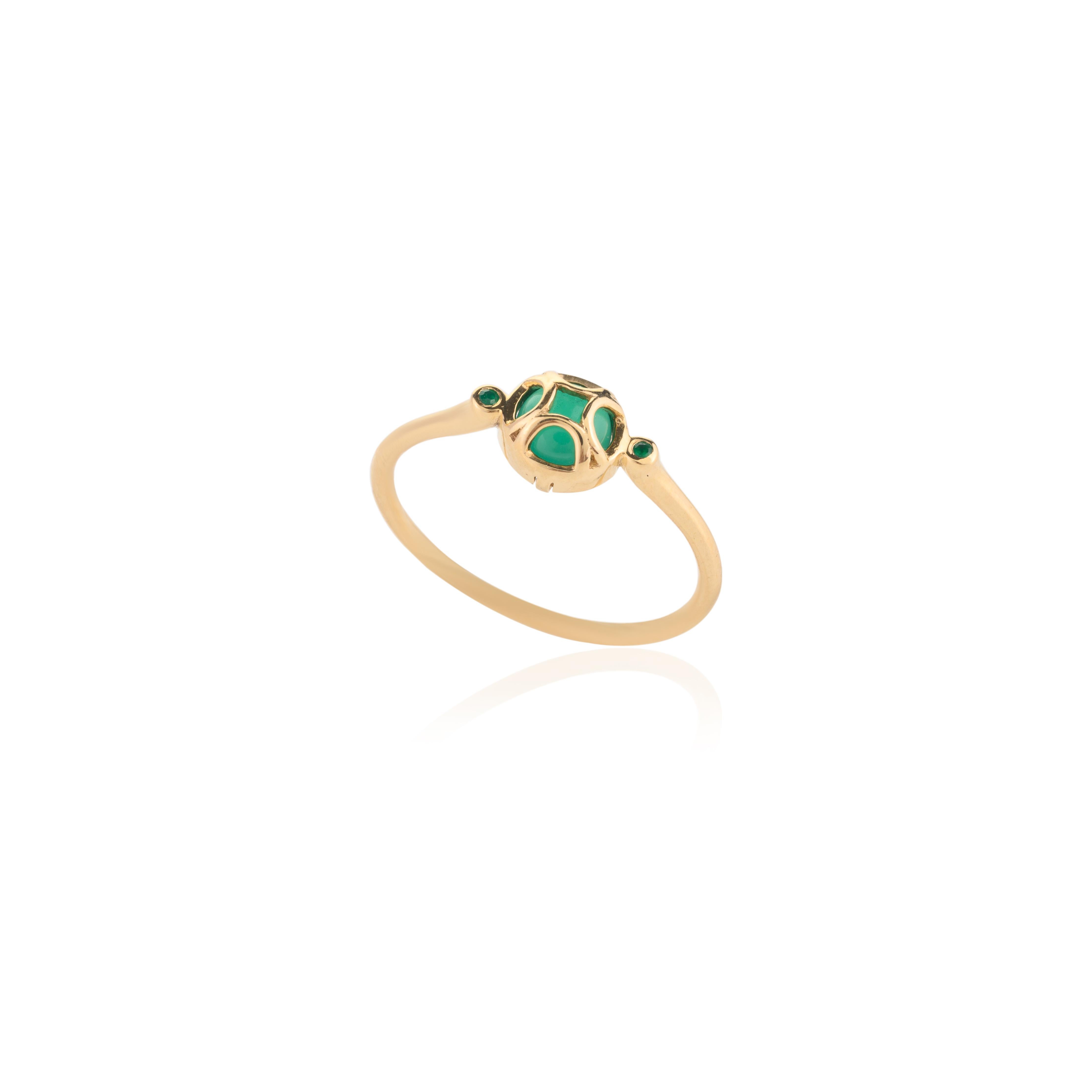 For Sale:  Modern 18k Solid Yellow Gold Green Onyx Minimalist Everyday Ring for Her 6