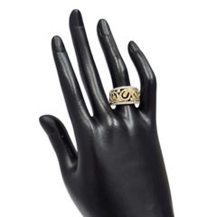 Modern 18K Two-Tone 1.53tcw Fancy Diamonds Filigree Paisley Band