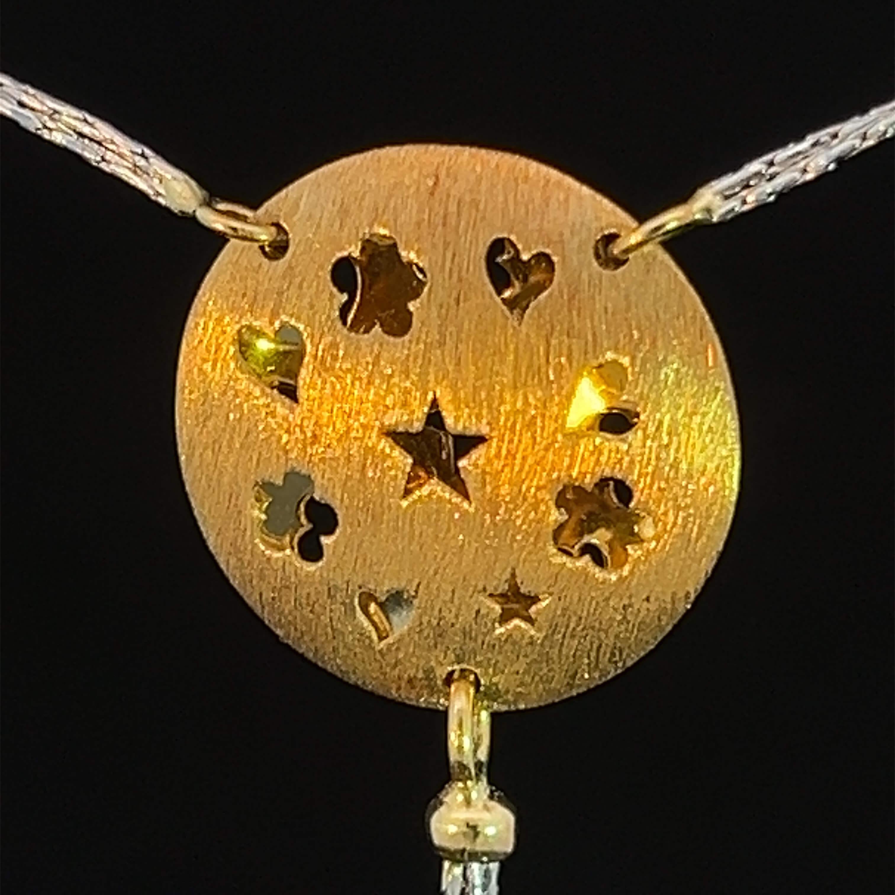 Modern 18k Two Tone Gold Star & Clouds Necklet Circa 2000s For Sale 1