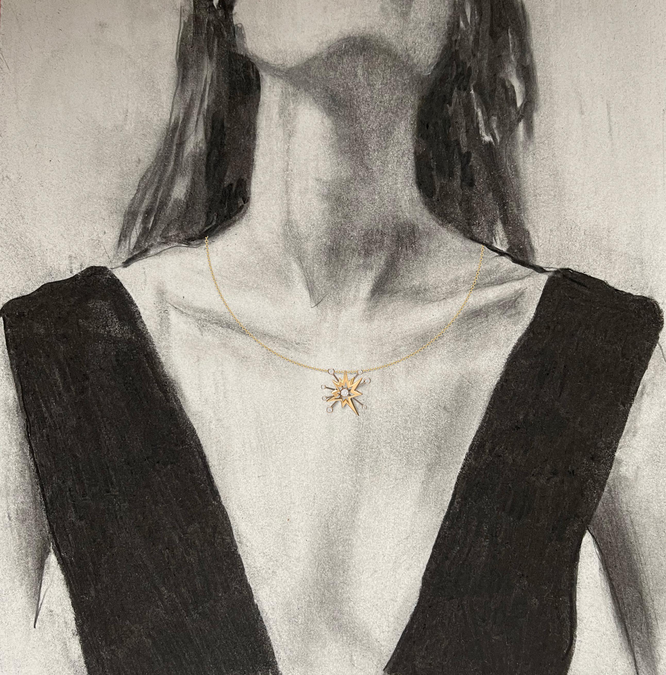 Collier moderne en or blanc et jaune 18 carats avec diamants - Minimaliste et élégant Neuf - En vente à London, GB