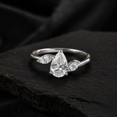 Natural 1.67 Carat SI Clarity HI Color Three Stone Diamond Ring 18K White Gold