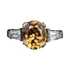 Modern 18k White Gold 4.02 Carat Oval Cut Zircon & Diamond Ring
