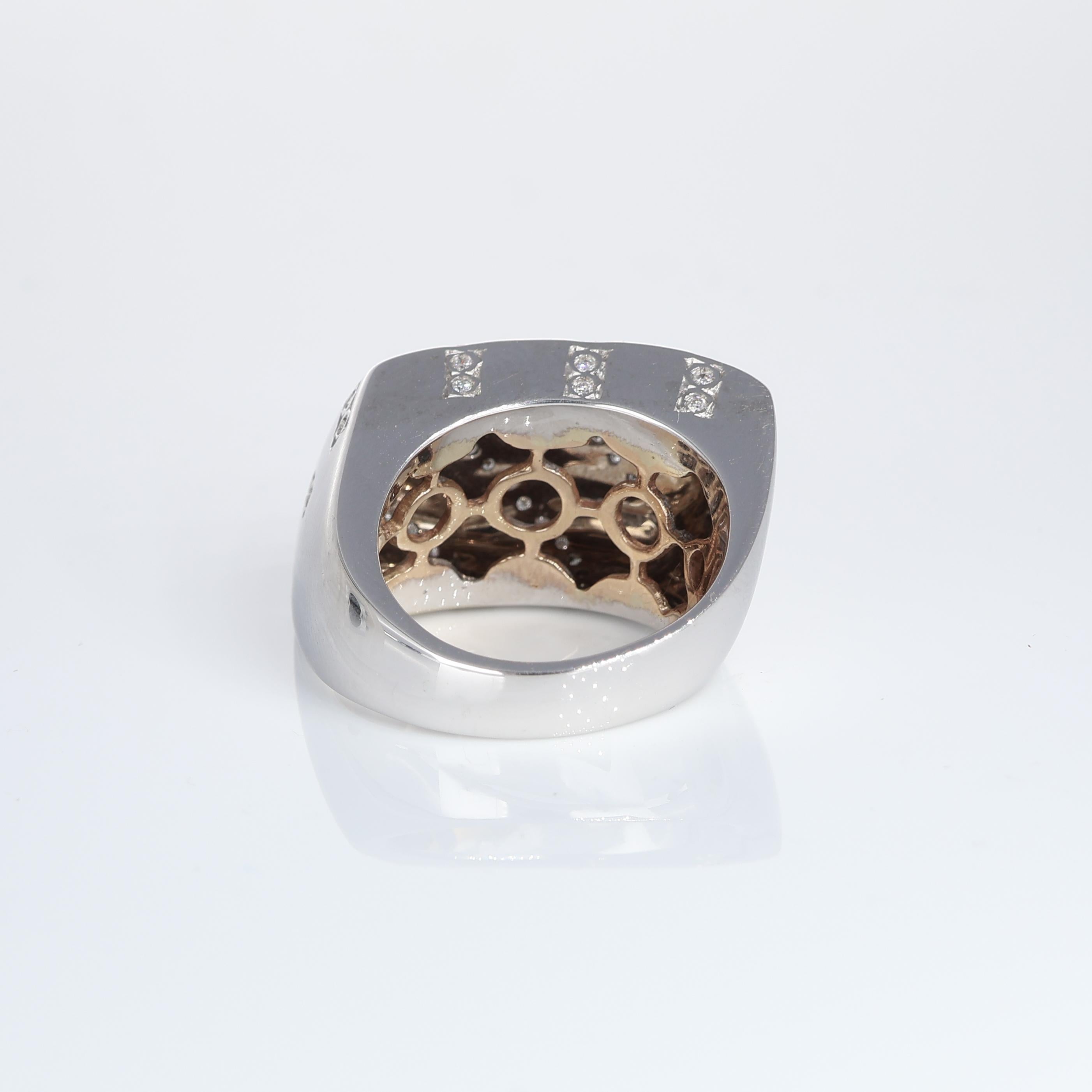 Women's or Men's Modern 18k White Gold Diagonal  Diamond Ring 0.39 carats For Sale