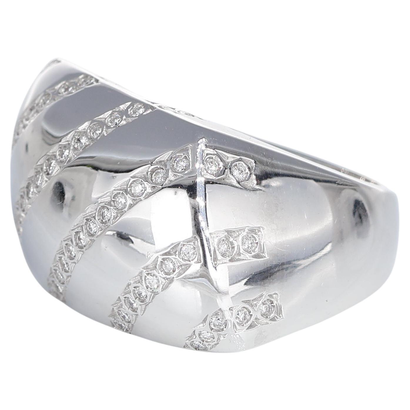 Modern 18k White Gold Diagonal  Diamond Ring 0.39 carats For Sale