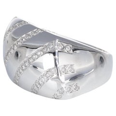 Modern 18k White Gold Diagonal  Diamond Ring 0.39 carats