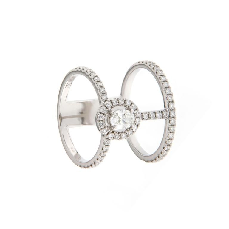 Moderno Anello moderno con diamante in oro bianco 18K in vendita