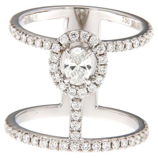 Anello moderno con diamante in oro bianco 18K in vendita