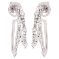 Orecchini moderni a doppia fascia in oro bianco 18 carati con diamante di purezza SI e colore HI