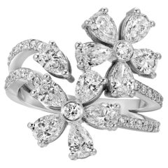 Moderner 18K Weißgold Floral High Jewelry Ring