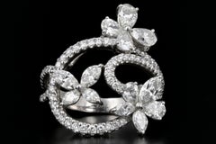 Modern 18 Karat White Gold Flower Diamond Cluster 2 Carat Total Ring