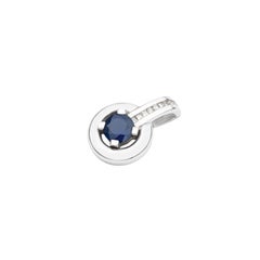 Modern 18k White Gold Natural Sapphire and Channel-Set Diamond Circle Pendant