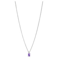 Modern 18k white gold necklace with a emerald-cut Amethyst