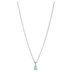 Modern 18k white gold necklace with a pear-cut Aquamarine