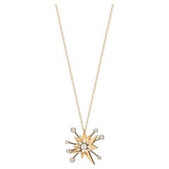 Modern 18K White and Yellow Gold Necklace with Diamonds – Minimalist and Elegant