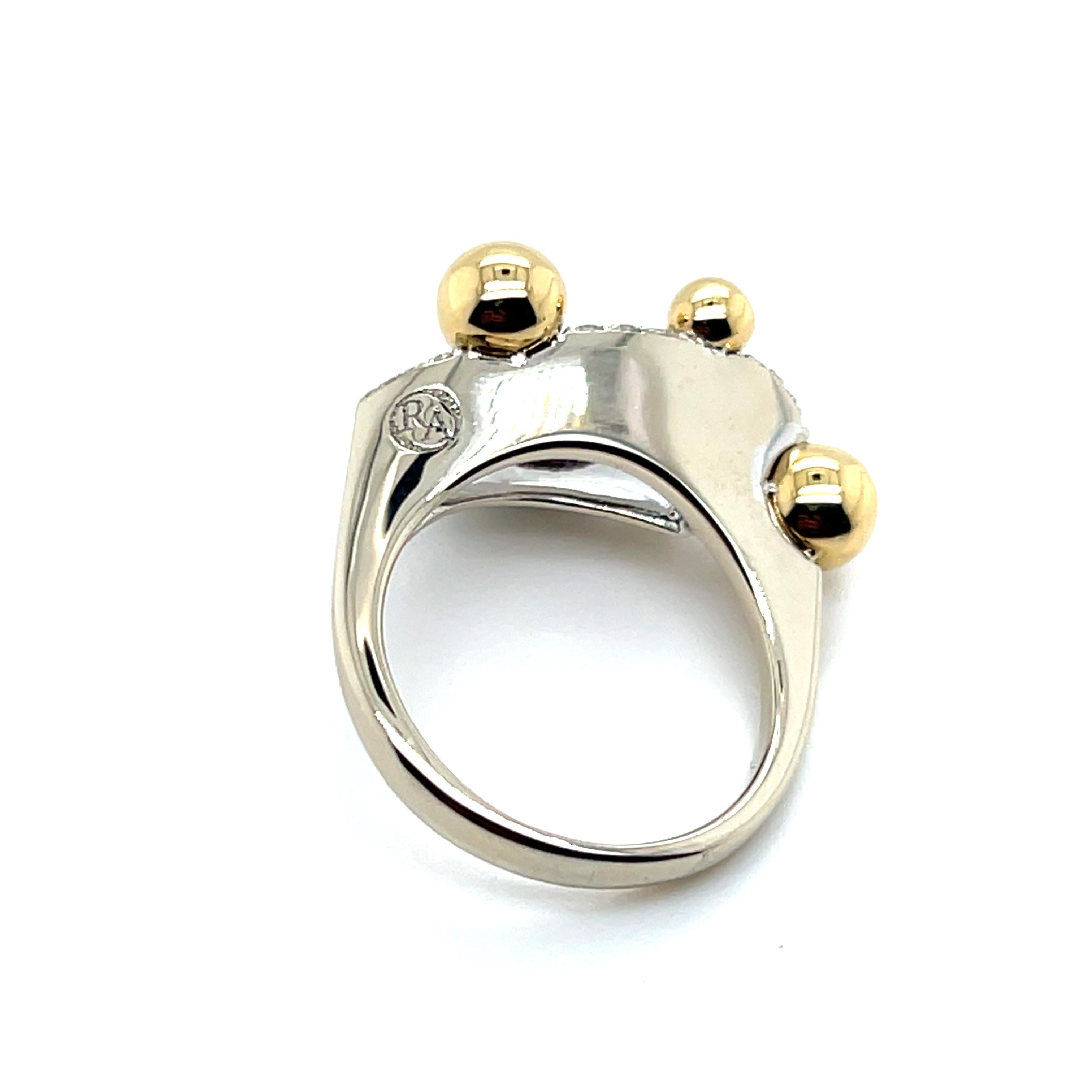 Anello moderno con diamante a forma libera in oro giallo e bianco 18 carati in vendita 6