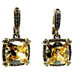 Moderne 18K Gelbgold 0,5 Karat Naturdiamant & kanarische CZ Tropfenohrringe