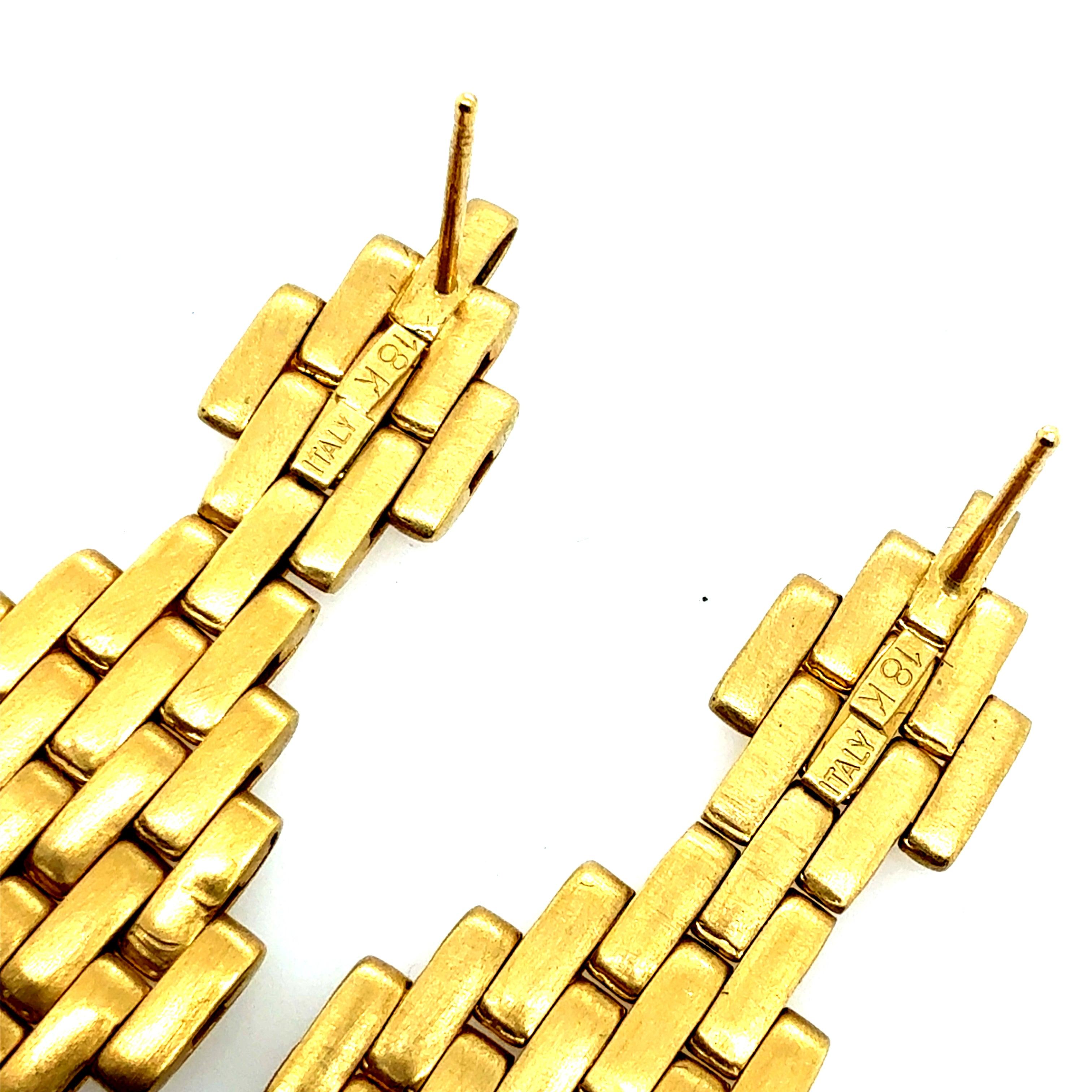 Moderne 18K Gelbgold 2-Zoll Drop Statement Ohrringe Made in Italy im Angebot 2