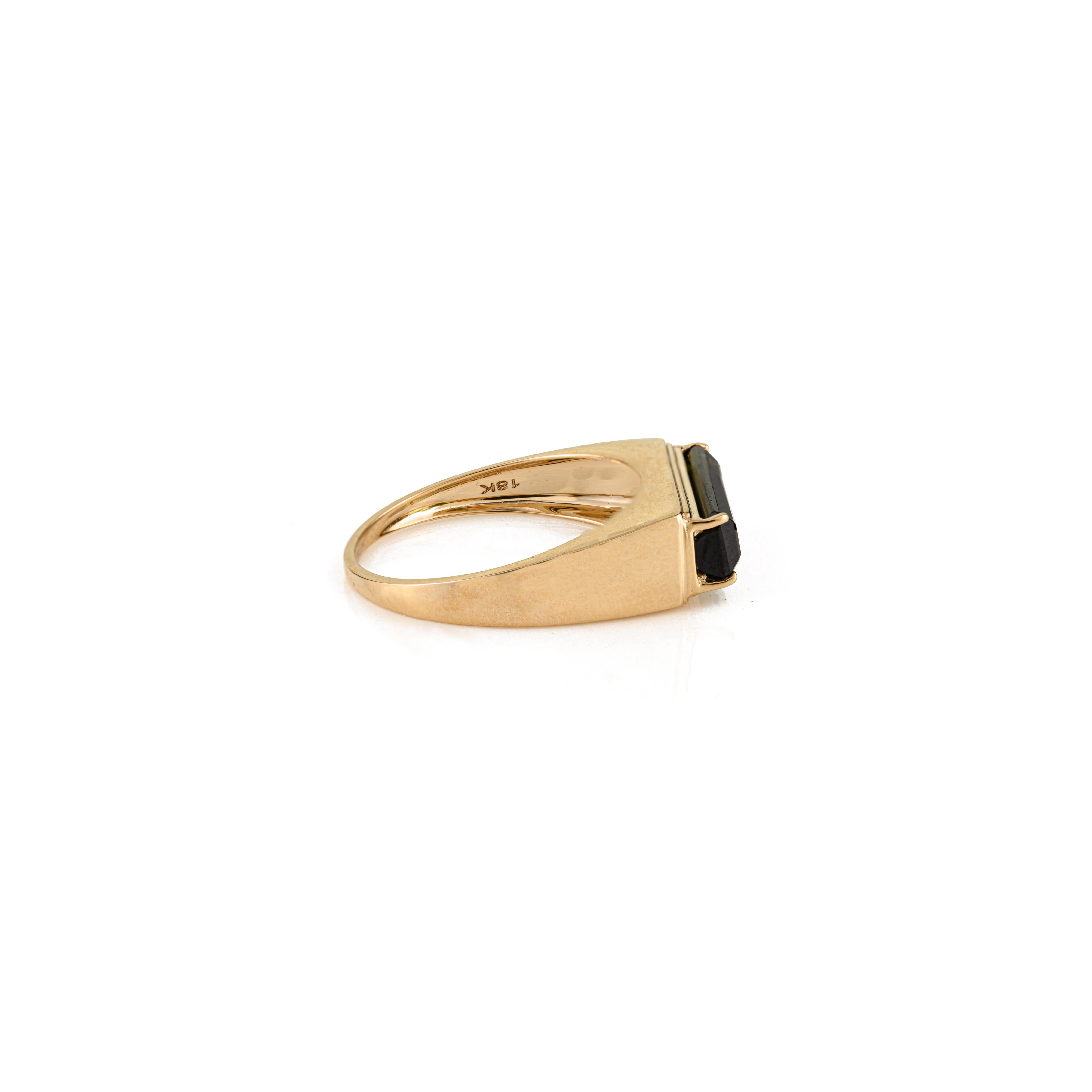 Im Angebot: Moderner Statement-Ring aus 18 Karat Gelbgold mit 2,19 Karat grünem Turmalin im Baguetteschliff () 5