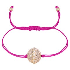 Pulsera moderna de cordón rosa con pavé de diamantes 18k YG 2ct