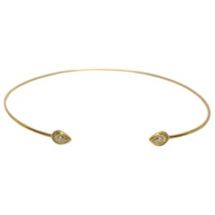 Modern 18K Yellow Gold and Diamond Wire Choker Necklace