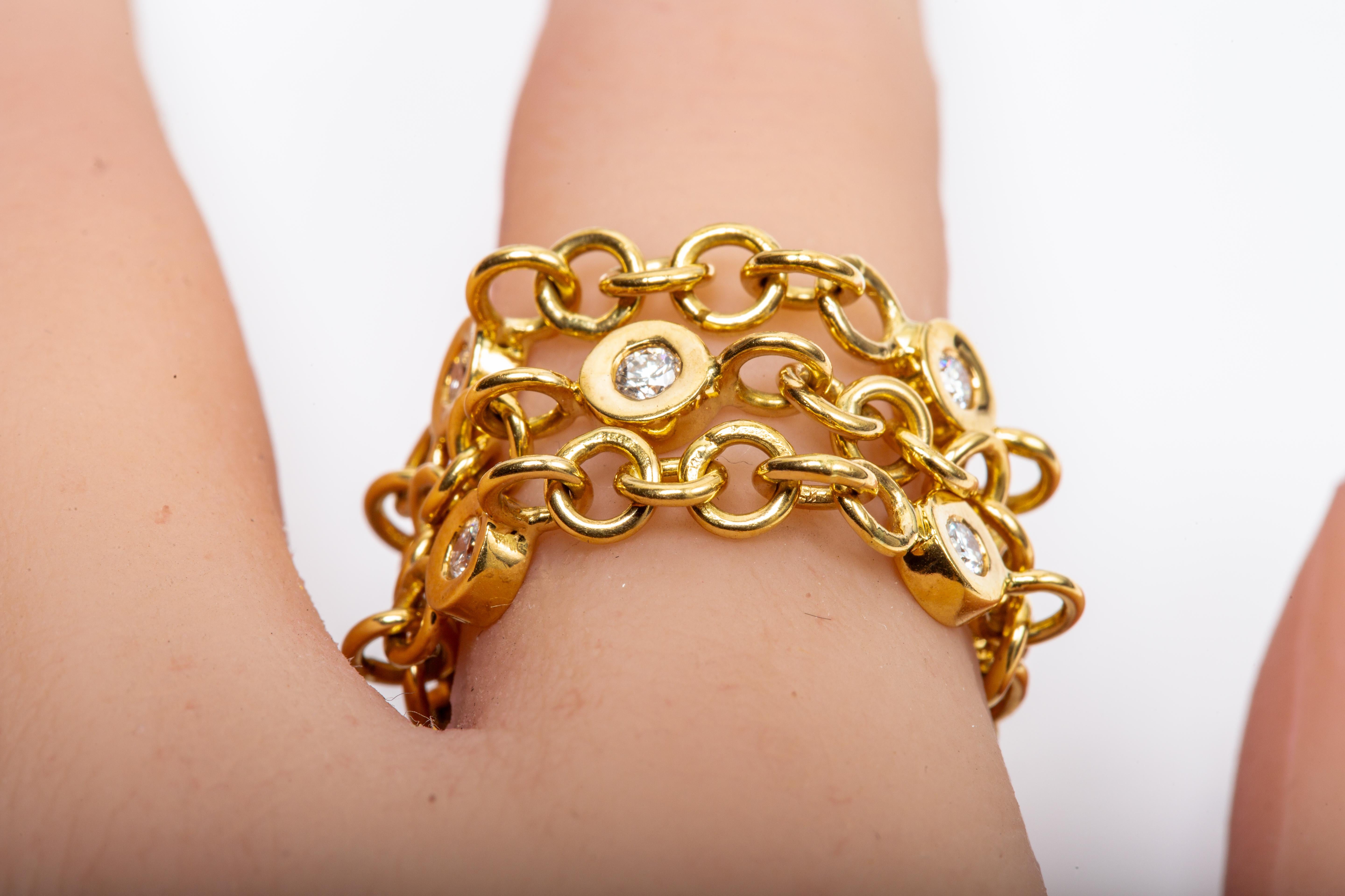 Anello moderno con diamante a catena in oro giallo 18k In condizioni buone in vendita a Bernardsville, NJ