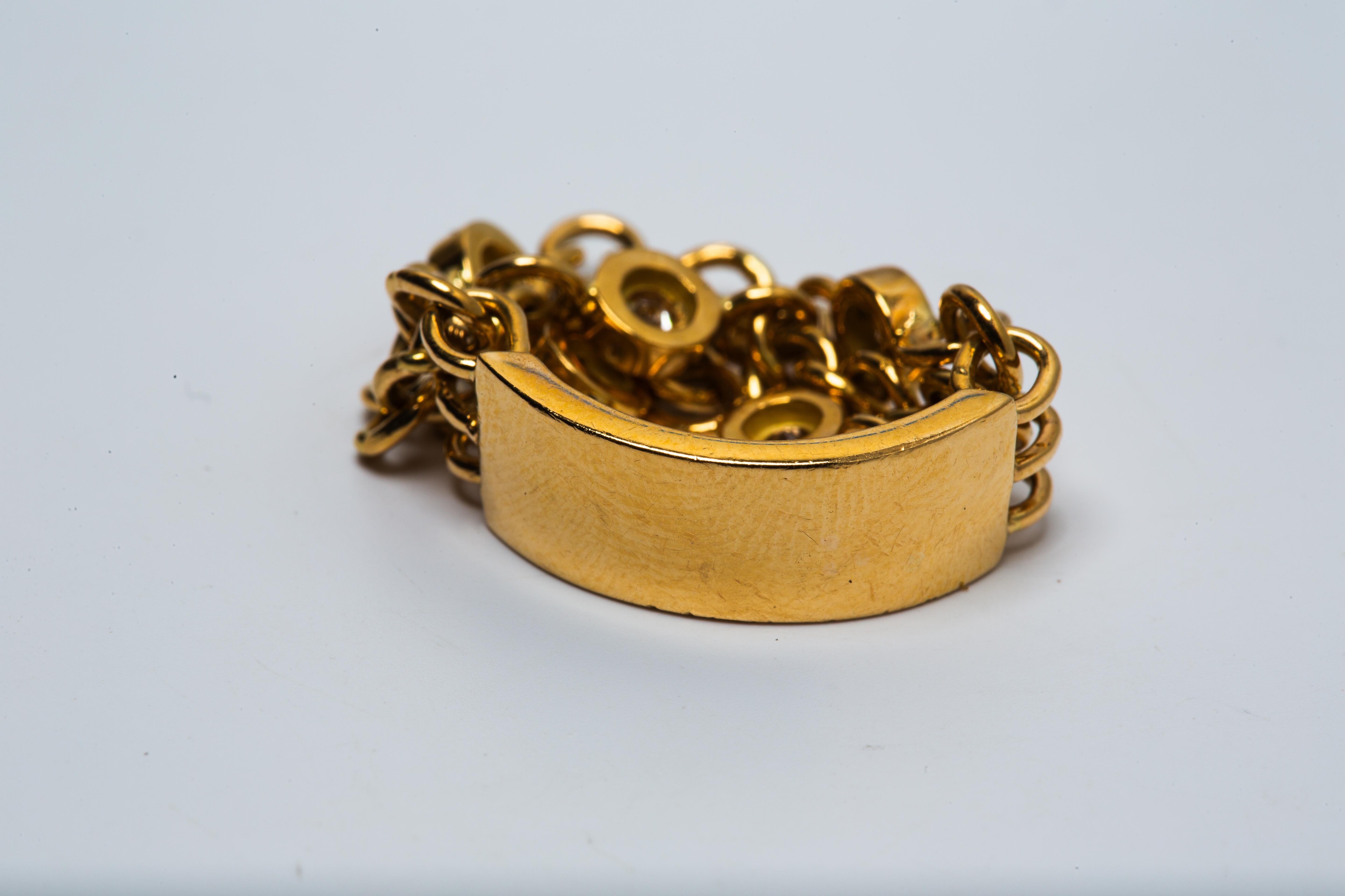 Anello moderno con diamante a catena in oro giallo 18k in vendita 1