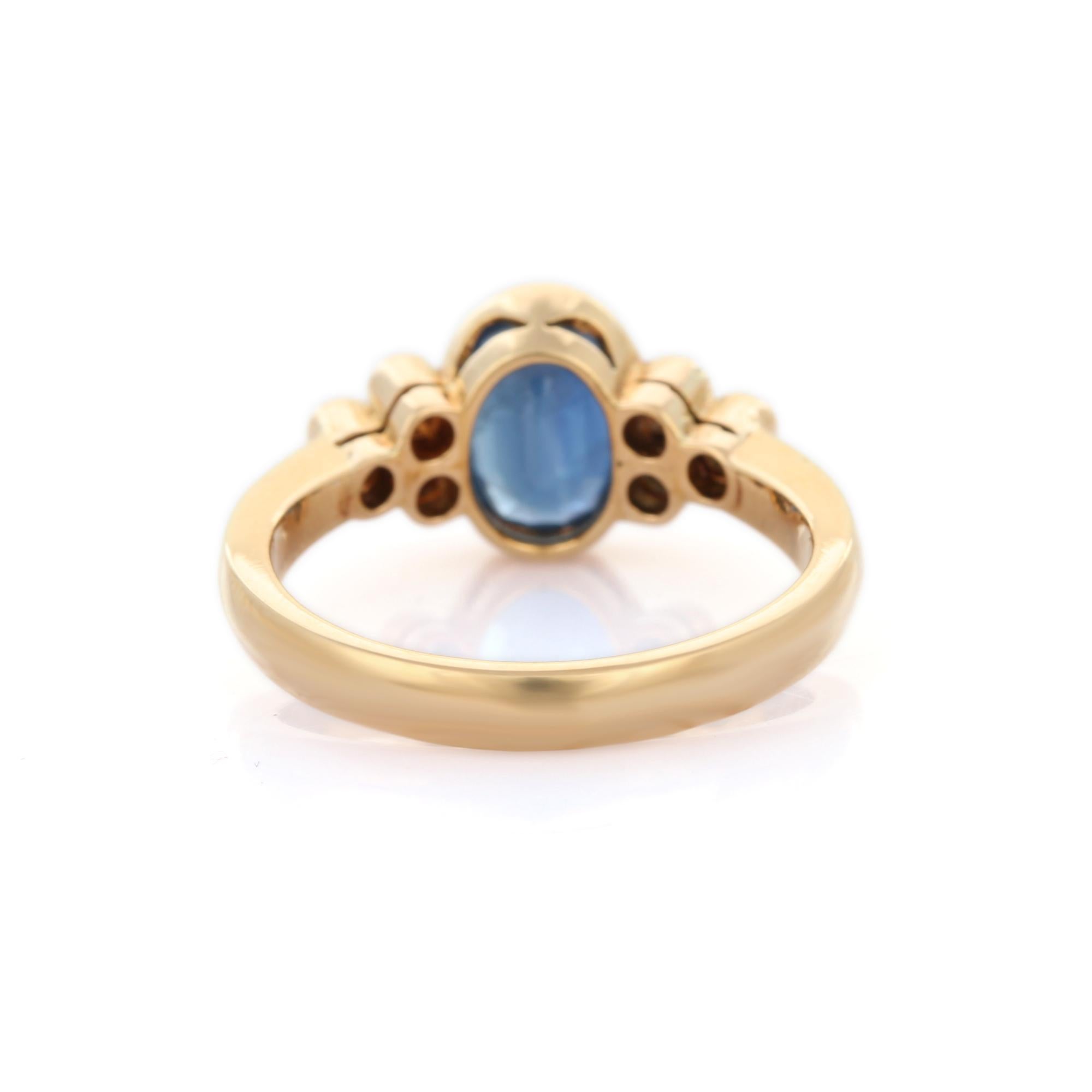 For Sale:  Modern 18K Yellow Gold Natural 1.7 ct Blue Sapphire and Diamond Ring 3