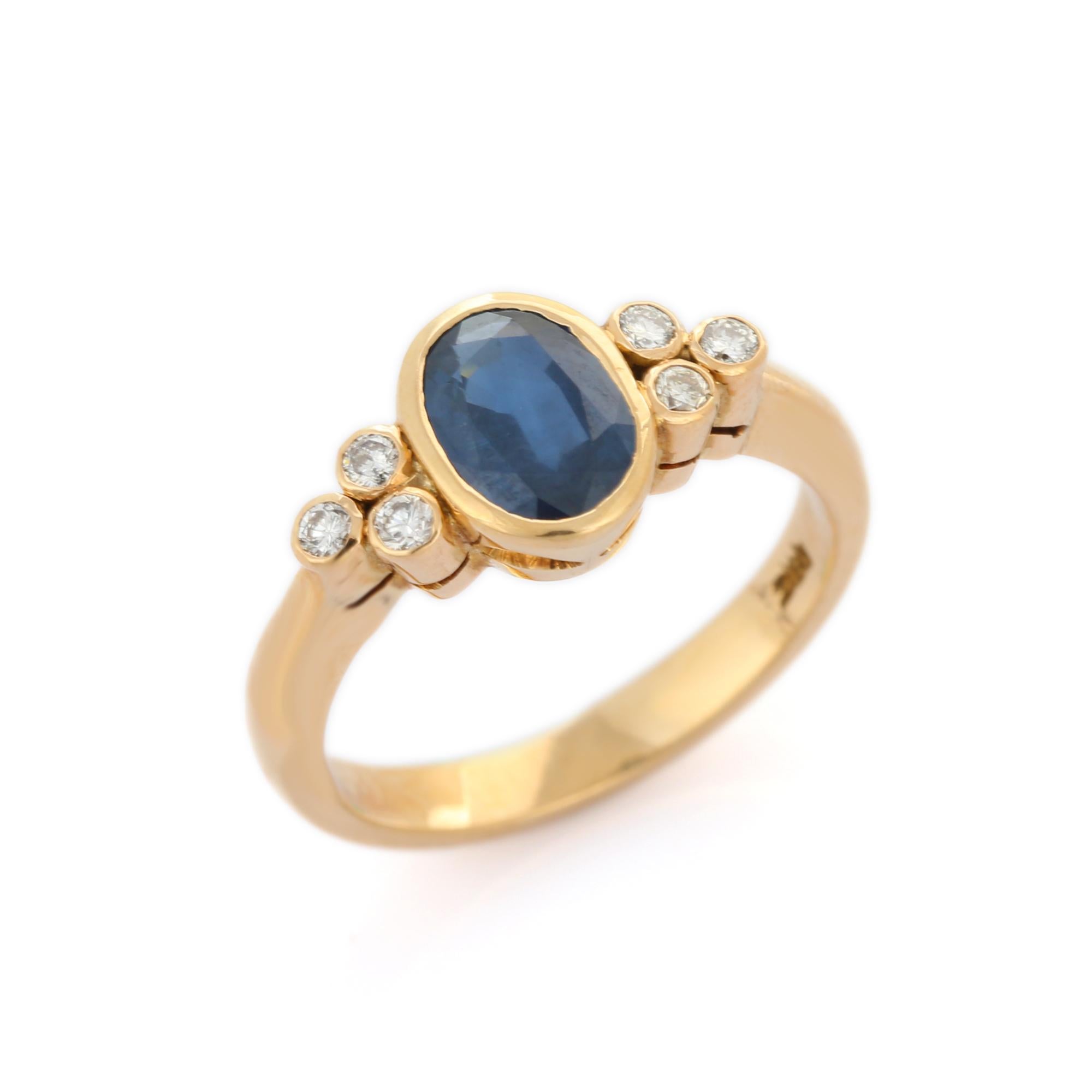 En vente :  Bague moderne en or jaune 18 carats avec saphir bleu naturel de 1,7 carat et diamants 4