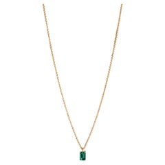 Modern 18k yellow gold necklace with a emerald-cut green Tourmaline