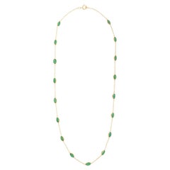 Modern 18K Yellow Gold Oval Cut 7.6 Ct Green Emerald Chain Necklace