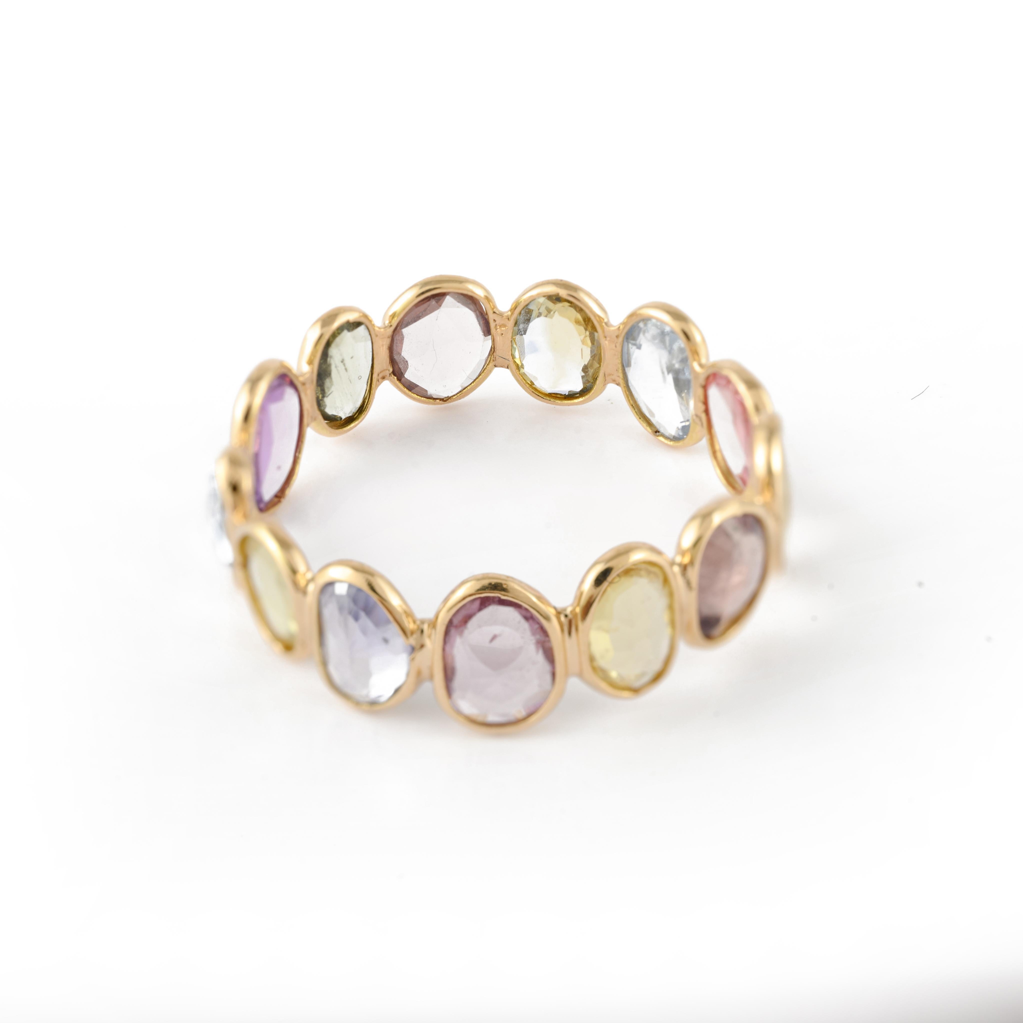 For Sale:  Modern 18k Yellow Gold Sapphire Eternity Stacking Band Ring 3