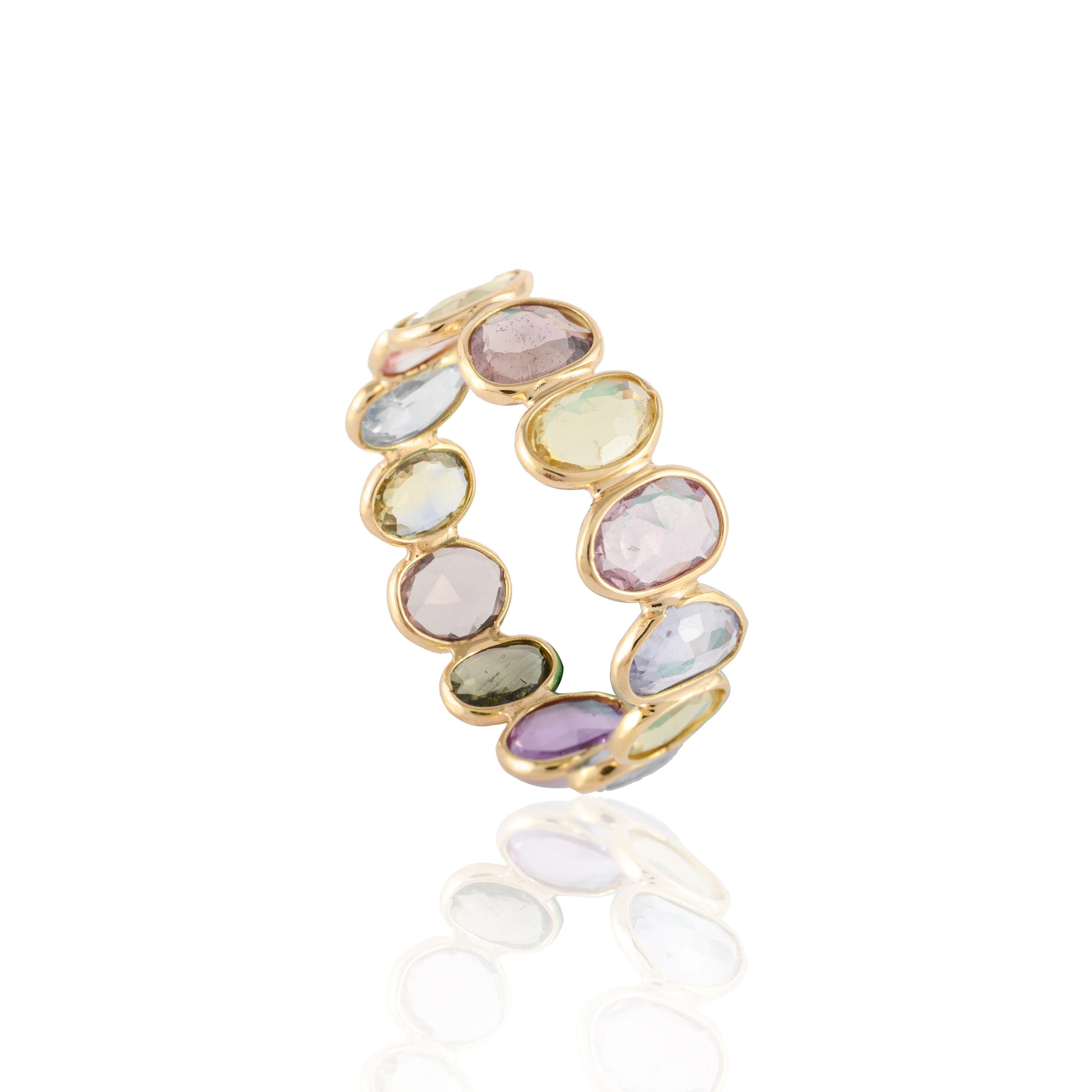 For Sale:  Modern 18k Yellow Gold Sapphire Eternity Stacking Band Ring 5