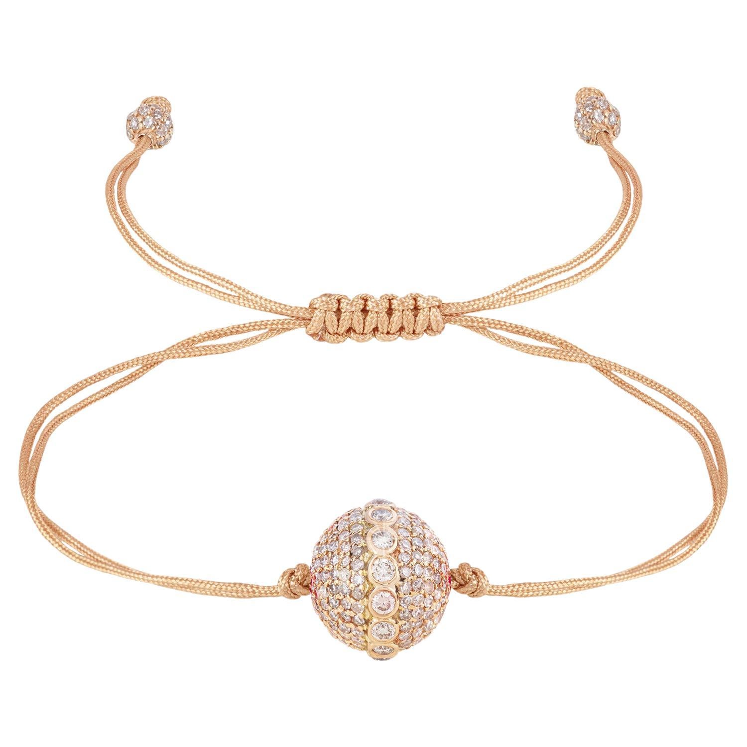 Modernes 18k YG 2ct Diamant Pavé Beige Double String Armband im Angebot