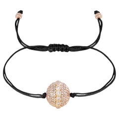 Pulsera moderna de cordón negro con pavé de diamantes 18k YG 2ct