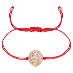Pulsera moderna de cordón rojo con pavé de diamantes 18k YG 2ct