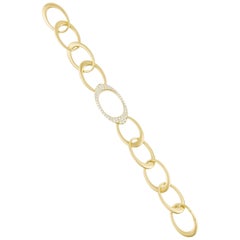 Modern 18K YG and .97 Carat Diamond Carelle Interlinks Large Chain Link Bracelet