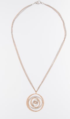 Modern 18kt White and Rose Gold Necklace with Diamonds