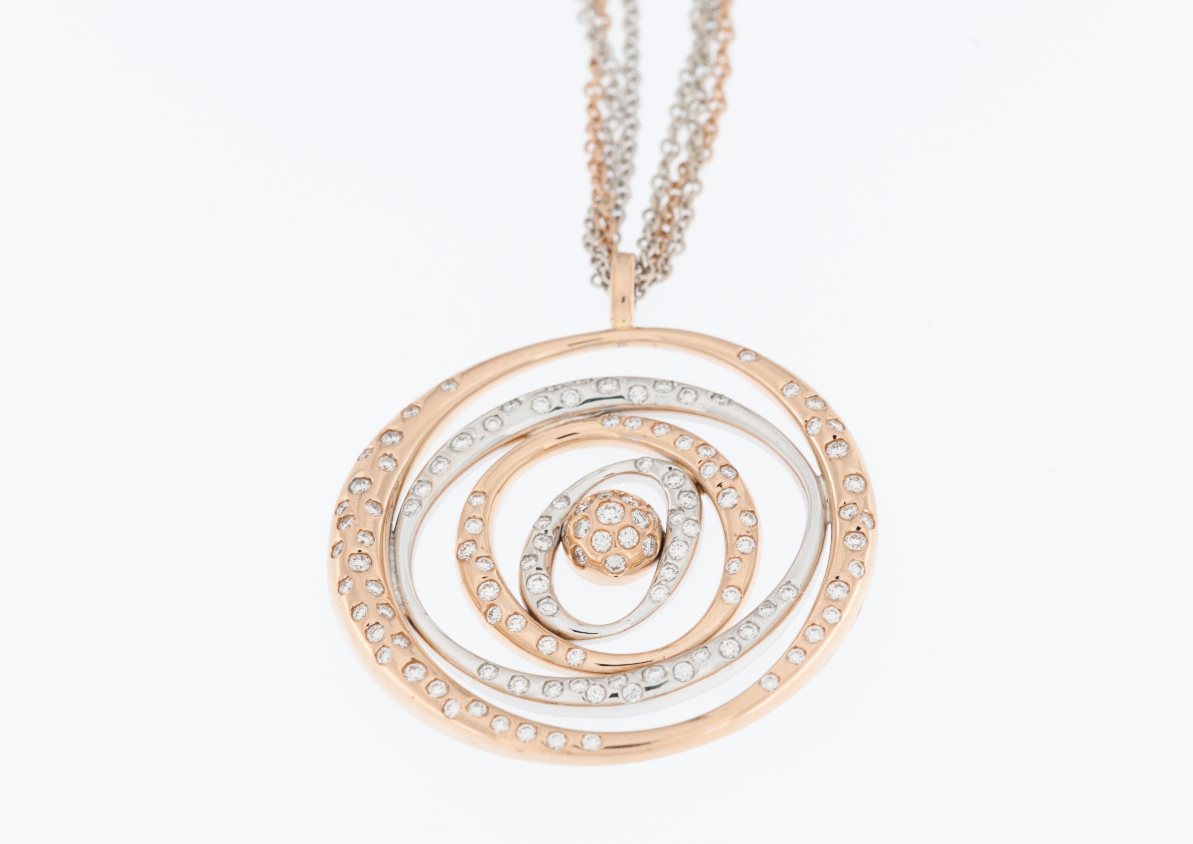 Moderne Collier moderne en or blanc et rose 18 carats avec diamants en vente