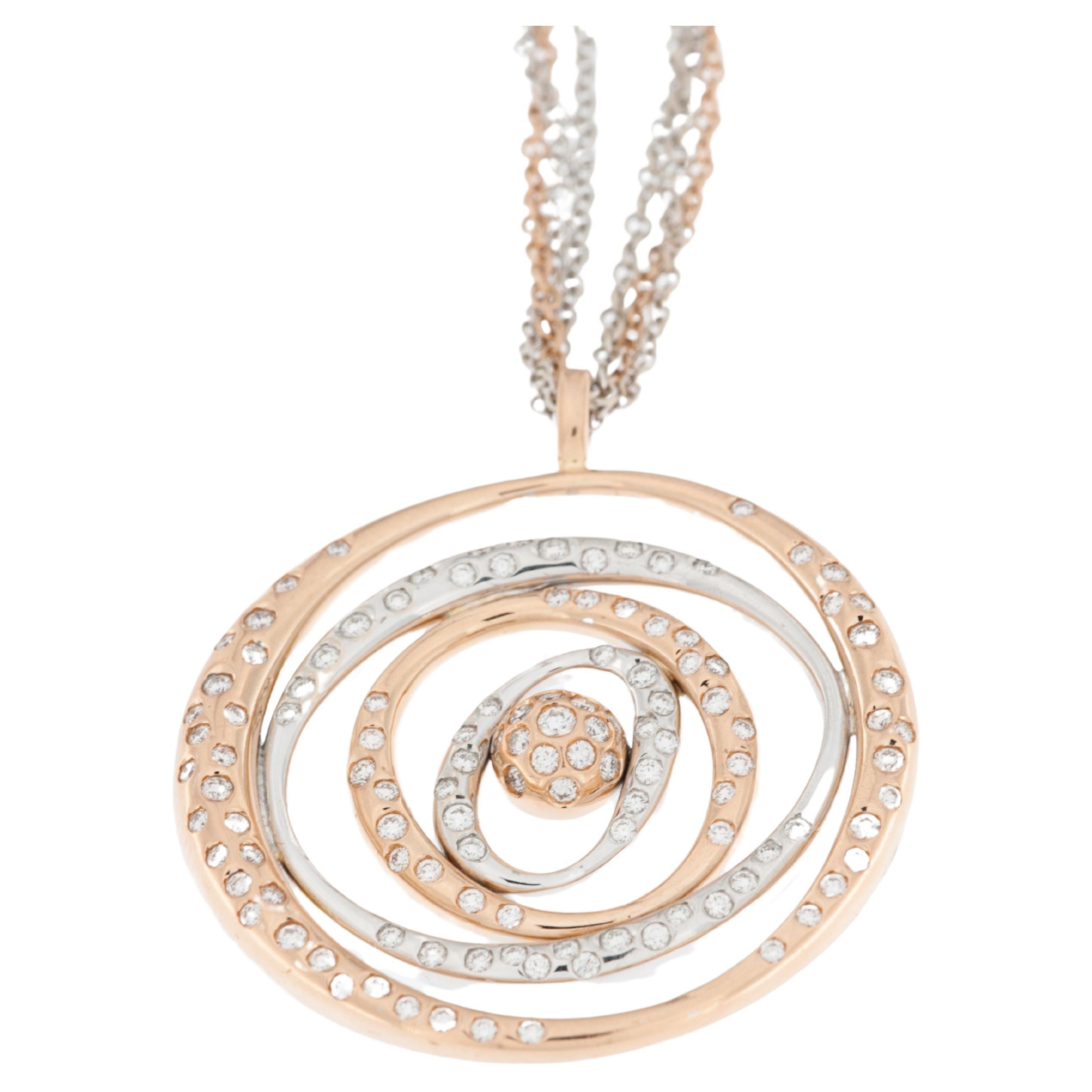 Collier moderne en or blanc et rose 18 carats avec diamants en vente