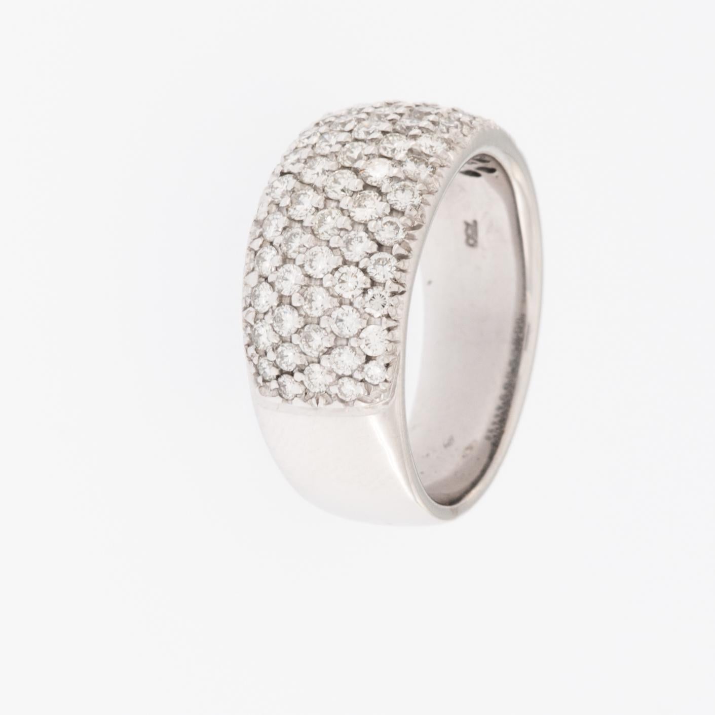 Brilliant Cut Modern 18 karat White Gold Ring Band with Diamonds For Sale