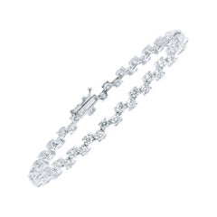 Modern 18kt White Gold Zig-Zag Tennis Bracelet With 5.3ct of White Diamonds